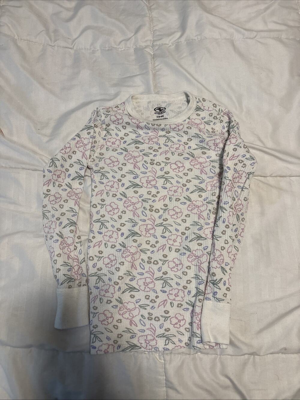Athletic Works Girls Pajama Shirt Long Sleeve Small 6-6x